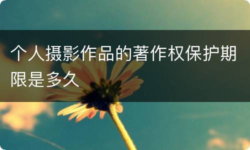 个人摄影作品的著作权保护期限是多久