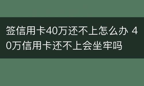 签信用卡40万还不上怎么办 40万信用卡还不上会坐牢吗