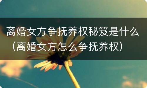 离婚女方争抚养权秘笈是什么（离婚女方怎么争抚养权）