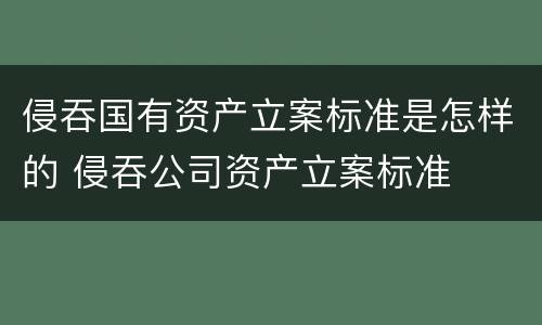 侵吞国有资产立案标准是怎样的 侵吞公司资产立案标准