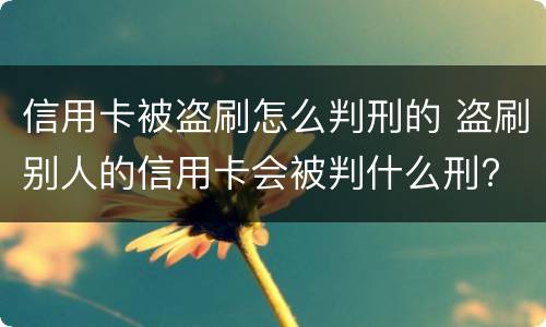 信用卡被盗刷怎么判刑的 盗刷别人的信用卡会被判什么刑?