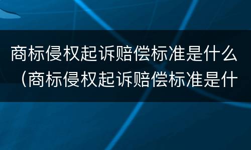 商标侵权起诉赔偿标准是什么（商标侵权起诉赔偿标准是什么样的）