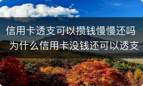 信用卡透支可以攒钱慢慢还吗 为什么信用卡没钱还可以透支
