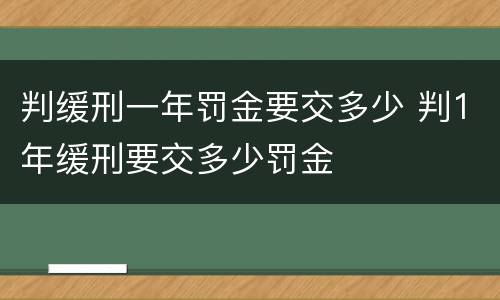 判缓刑一年罚金要交多少 判1年缓刑要交多少罚金