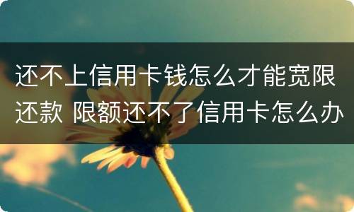 还不上信用卡钱怎么才能宽限还款 限额还不了信用卡怎么办