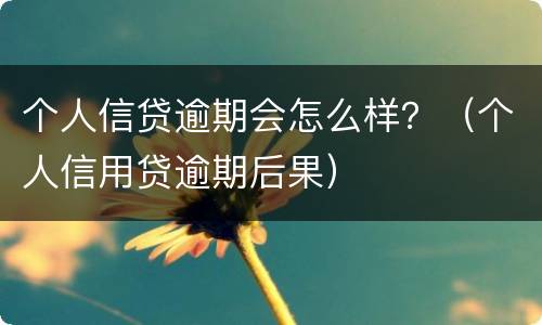 个人信贷逾期会怎么样？（个人信用贷逾期后果）