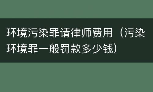 环境污染罪请律师费用（污染环境罪一般罚款多少钱）