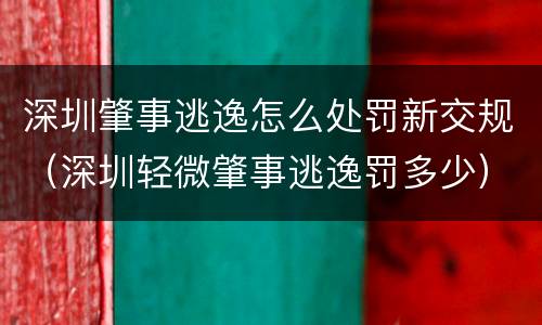 深圳肇事逃逸怎么处罚新交规（深圳轻微肇事逃逸罚多少）