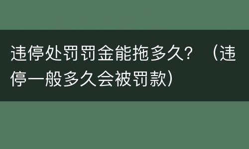 违停处罚罚金能拖多久？（违停一般多久会被罚款）