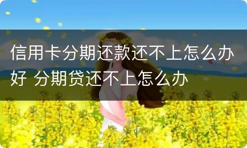信用卡分期还款还不上怎么办好 分期贷还不上怎么办