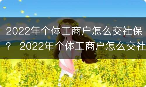 2022年个体工商户怎么交社保？ 2022年个体工商户怎么交社保