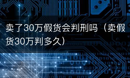 卖了30万假货会判刑吗（卖假货30万判多久）