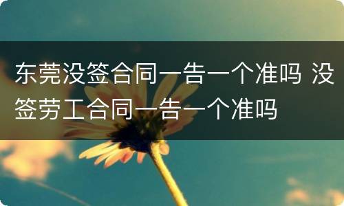 东莞没签合同一告一个准吗 没签劳工合同一告一个准吗