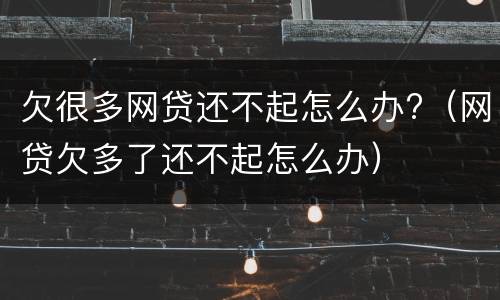 欠很多网贷还不起怎么办?（网贷欠多了还不起怎么办）