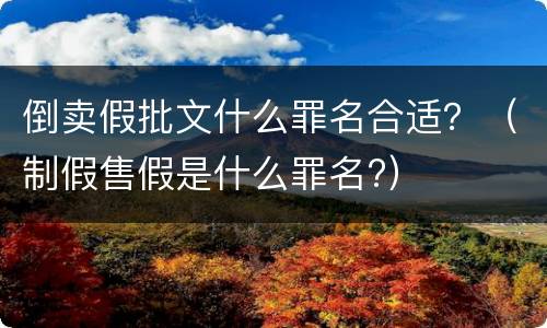 倒卖假批文什么罪名合适？（制假售假是什么罪名?）