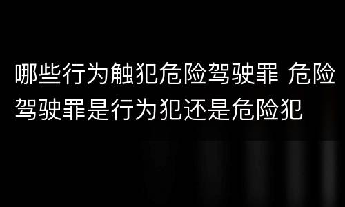 哪些行为触犯危险驾驶罪 危险驾驶罪是行为犯还是危险犯