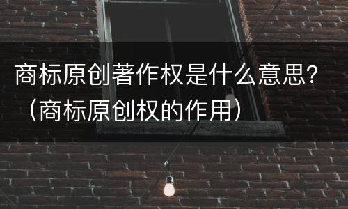 商标原创著作权是什么意思？（商标原创权的作用）