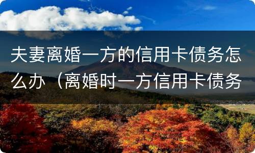 夫妻离婚一方的信用卡债务怎么办（离婚时一方信用卡债务）
