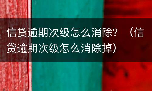 信贷逾期次级怎么消除？（信贷逾期次级怎么消除掉）