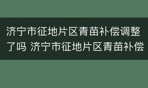 济宁市征地片区青苗补偿调整了吗 济宁市征地片区青苗补偿调整了吗最新消息