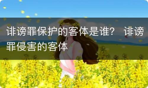 诽谤罪保护的客体是谁？ 诽谤罪侵害的客体