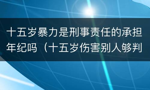 十五岁暴力是刑事责任的承担年纪吗（十五岁伤害别人够判刑吗）