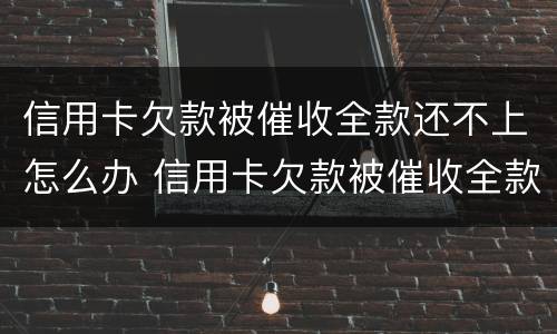 信用卡欠款被催收全款还不上怎么办 信用卡欠款被催收全款还不上怎么办呢
