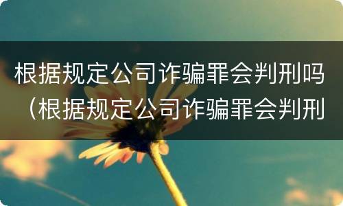根据规定公司诈骗罪会判刑吗（根据规定公司诈骗罪会判刑吗）