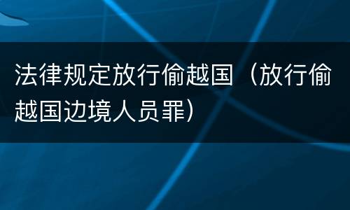 法律规定放行偷越国（放行偷越国边境人员罪）