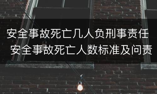 安全事故死亡几人负刑事责任 安全事故死亡人数标准及问责