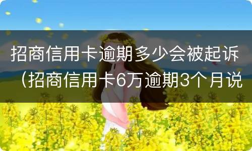 招商信用卡逾期多少会被起诉（招商信用卡6万逾期3个月说起诉,是不是真的）