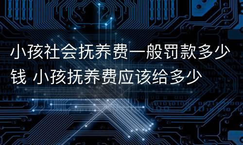 小孩社会抚养费一般罚款多少钱 小孩抚养费应该给多少