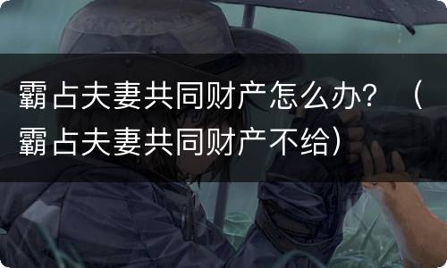 霸占夫妻共同财产怎么办？（霸占夫妻共同财产不给）