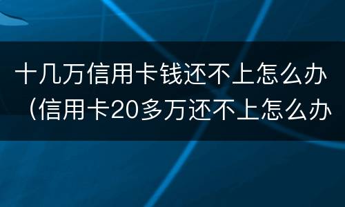 十几万信用卡钱还不上怎么办（信用卡20多万还不上怎么办）