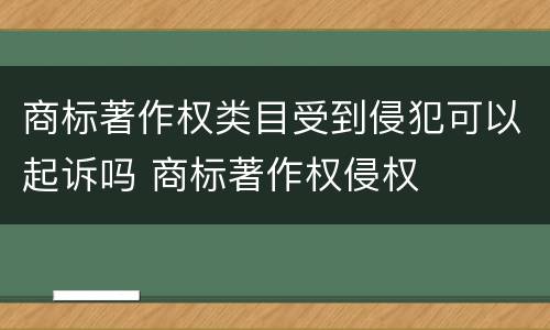 商标著作权类目受到侵犯可以起诉吗 商标著作权侵权