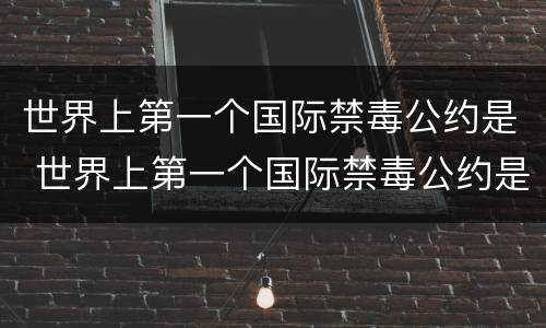 世界上第一个国际禁毒公约是 世界上第一个国际禁毒公约是a1971年精神药物公约