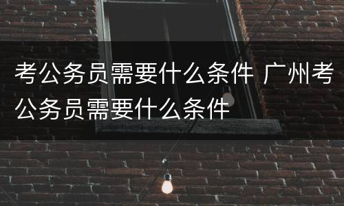 考公务员需要什么条件 广州考公务员需要什么条件