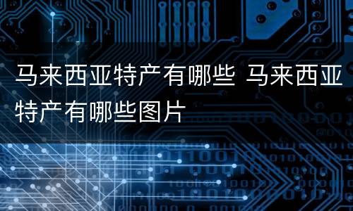 马来西亚特产有哪些 马来西亚特产有哪些图片