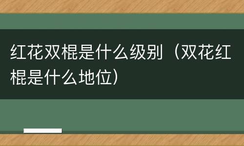 红花双棍是什么级别（双花红棍是什么地位）