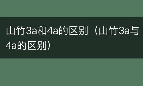 山竹3a和4a的区别（山竹3a与4a的区别）
