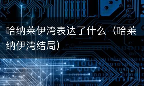 哈纳莱伊湾表达了什么（哈莱纳伊湾结局）