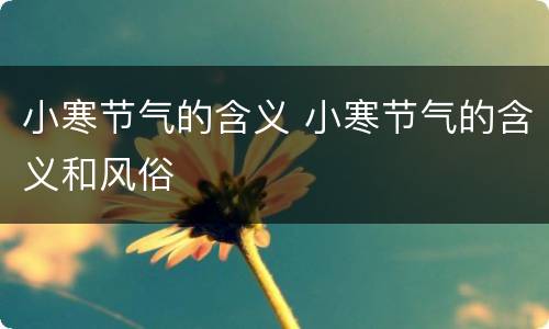 小寒节气的含义 小寒节气的含义和风俗