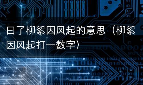 曰了柳絮因风起的意思（柳絮因风起打一数字）
