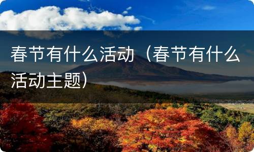 春节有什么活动（春节有什么活动主题）