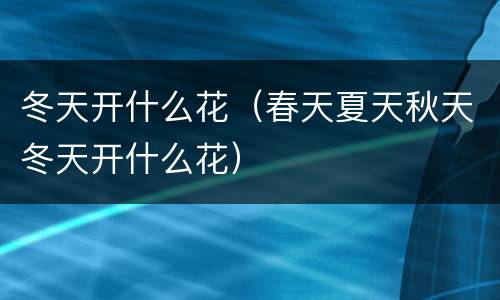 冬天开什么花（春天夏天秋天冬天开什么花）