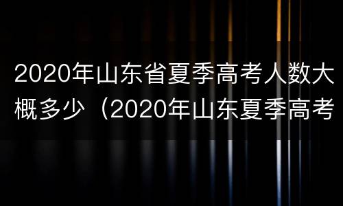 2020年山东省夏季高考人数大概多少（2020年山东夏季高考人数统计）