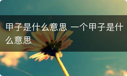 甲子是什么意思 一个甲子是什么意思