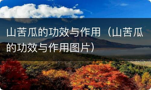 山苦瓜的功效与作用（山苦瓜的功效与作用图片）