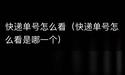 快递单号怎么看（快递单号怎么看是哪一个）
