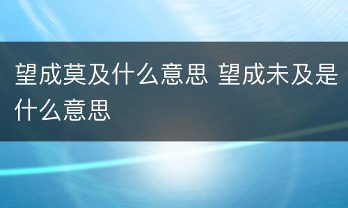 望成莫及什么意思 望成未及是什么意思